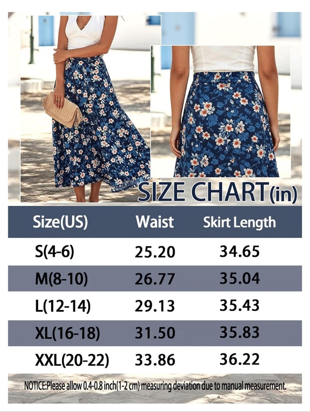 Navy Floral Midi Skirt - Lightweight Summer Skirt Size Small NIP - Picture 5 of 10